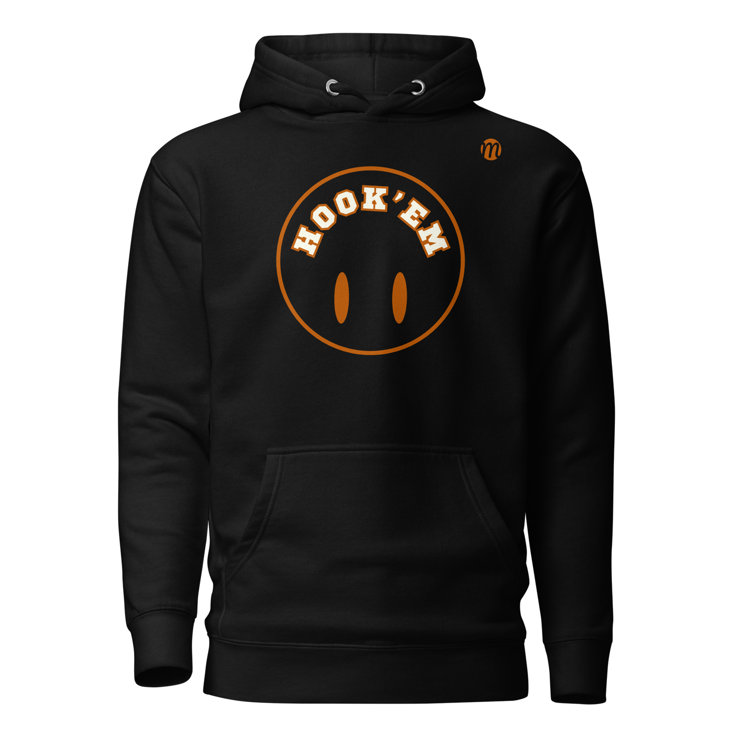 Hook'em Smiley Face Flipped Mulli USA Hoodie Black Front