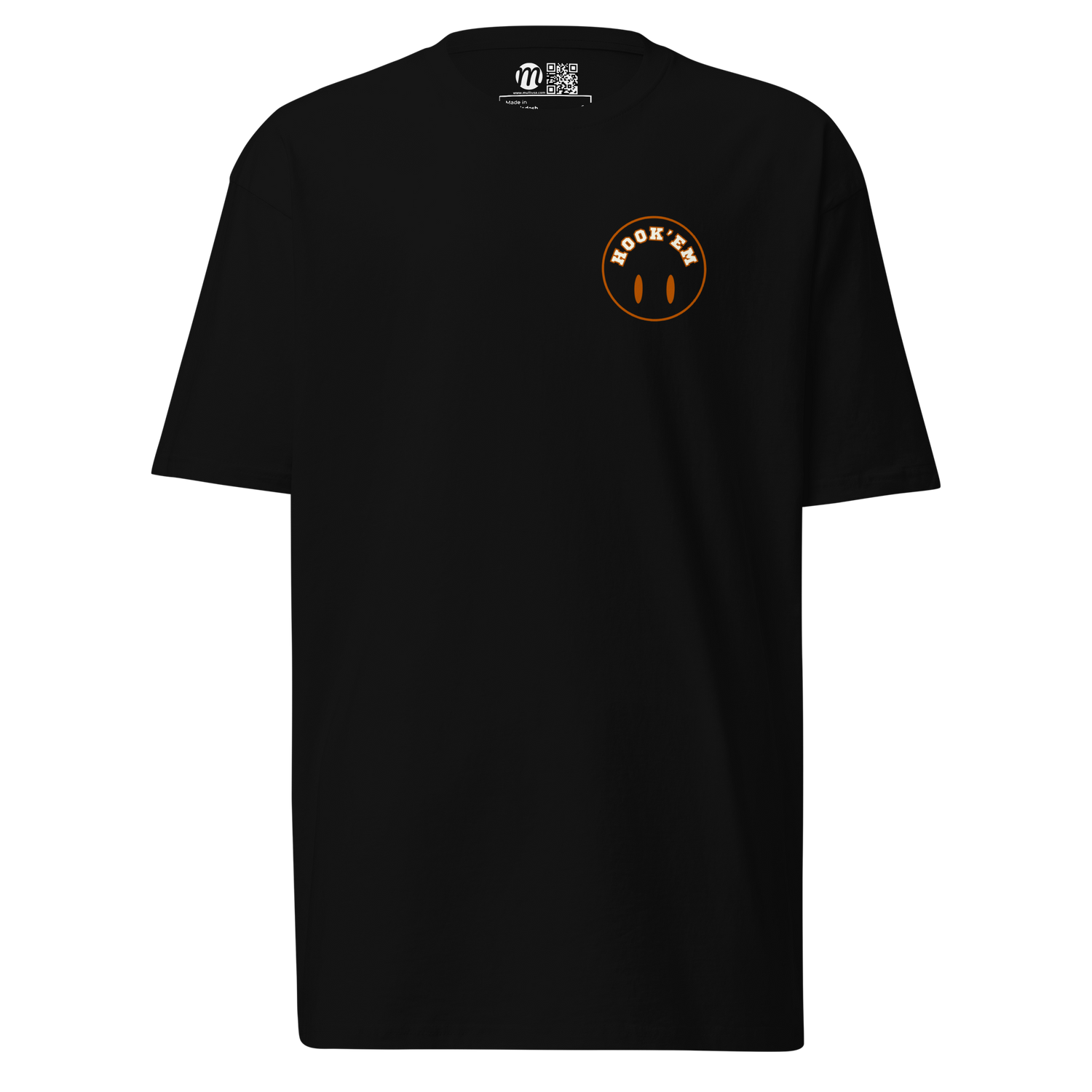 Hook'em Smiley Face Flipped Mulli USA T-shirt Black Front