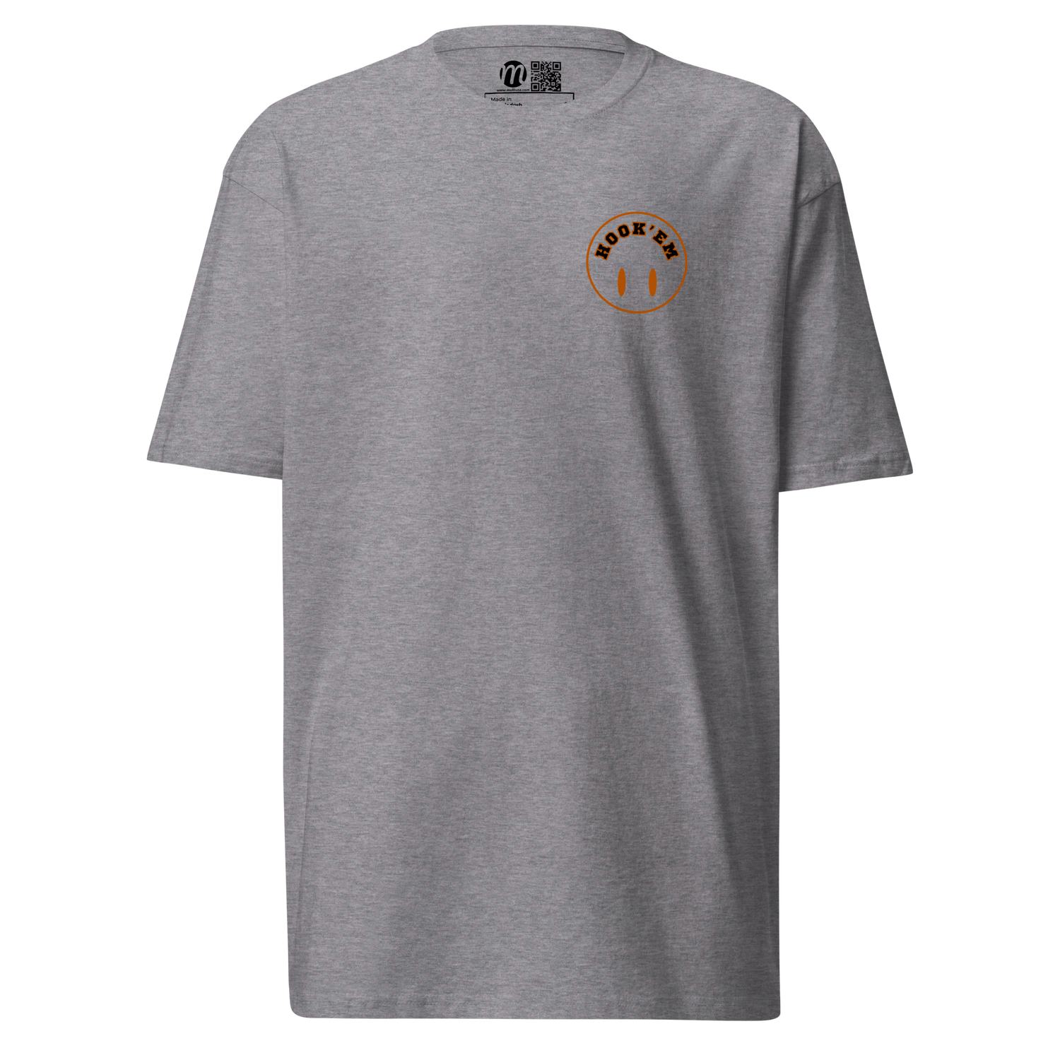 Hook'em Smiley Face Flipped Mulli USA T-shirt Carbon Grey Front