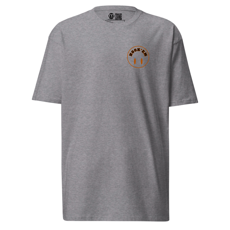 Hook'em Smiley Face Flipped Mulli USA T-shirt Carbon Grey Front