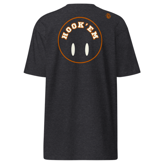 Hook'em Smiley Face Flipped Mulli USA T-shirt Charcoal Heather Back