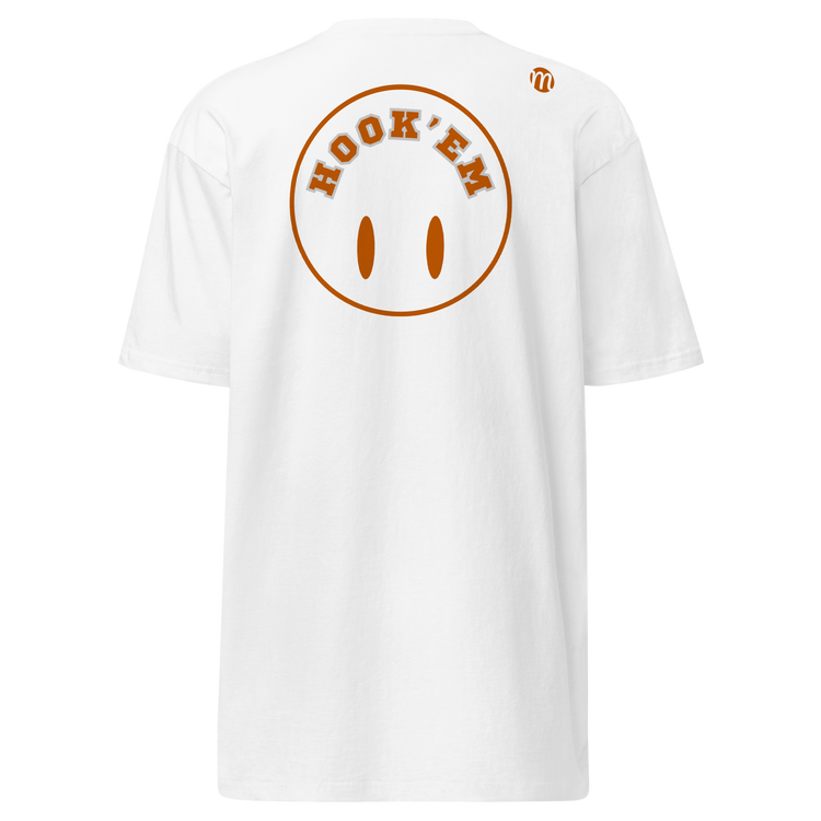 Hook'em Smiley Face Flipped Mulli USA T-shirt White Back