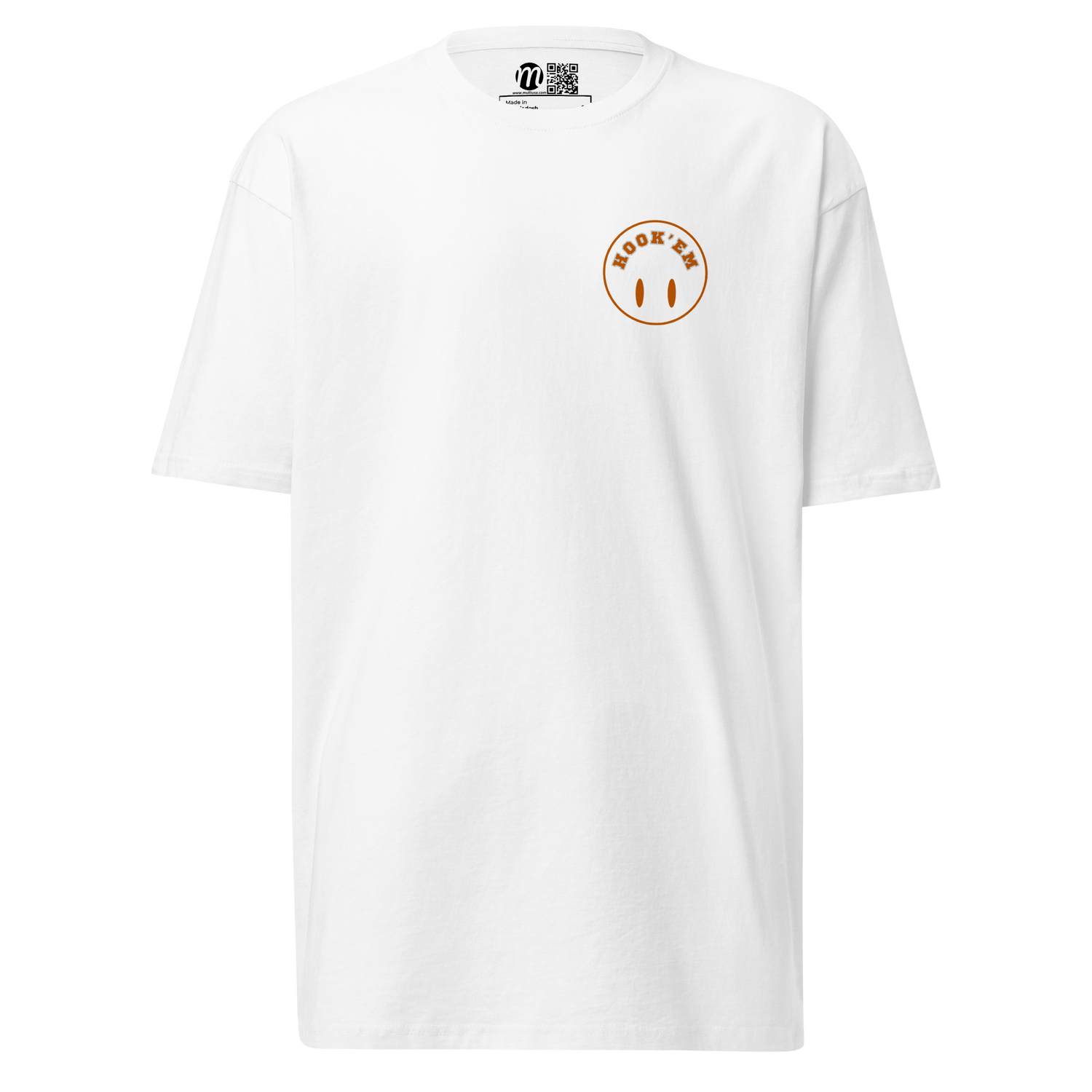 Hook'em Smiley Face Flipped Mulli USA T-shirt White Front