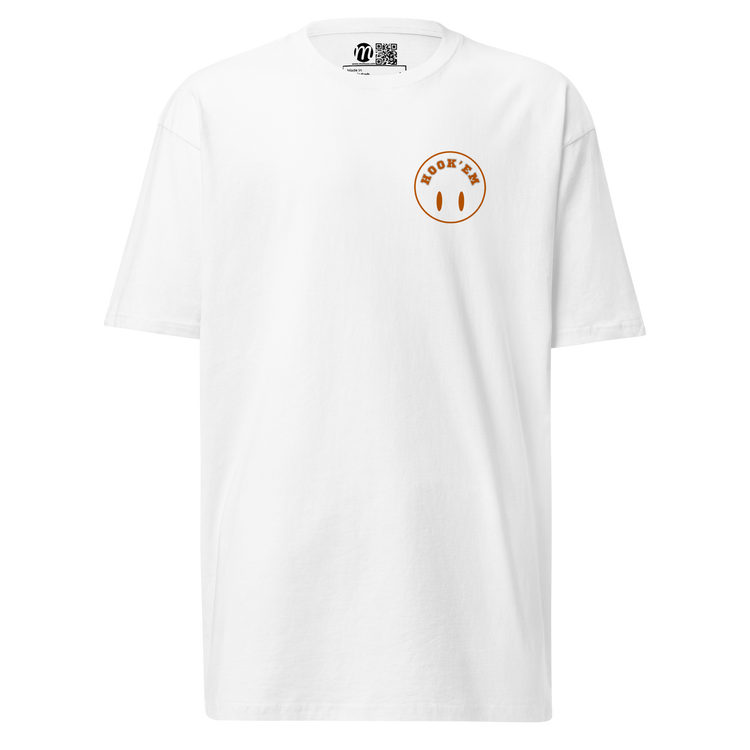 Hook'em Smiley Face Flipped Mulli USA T-shirt White Front