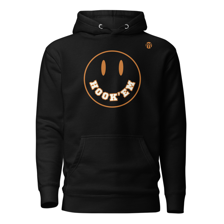 Hook'em Smiley Face Mulli USA Hoodie Black Front