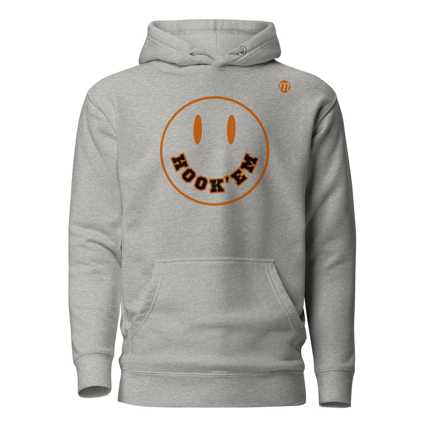 Hook'em Smiley Face Mulli USA Hoodie Carbon Grey Front