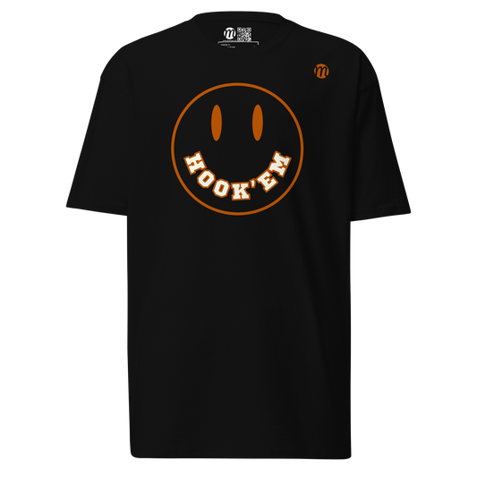 Hook'em Smiley Face Mulli USA T-shirt Black Front