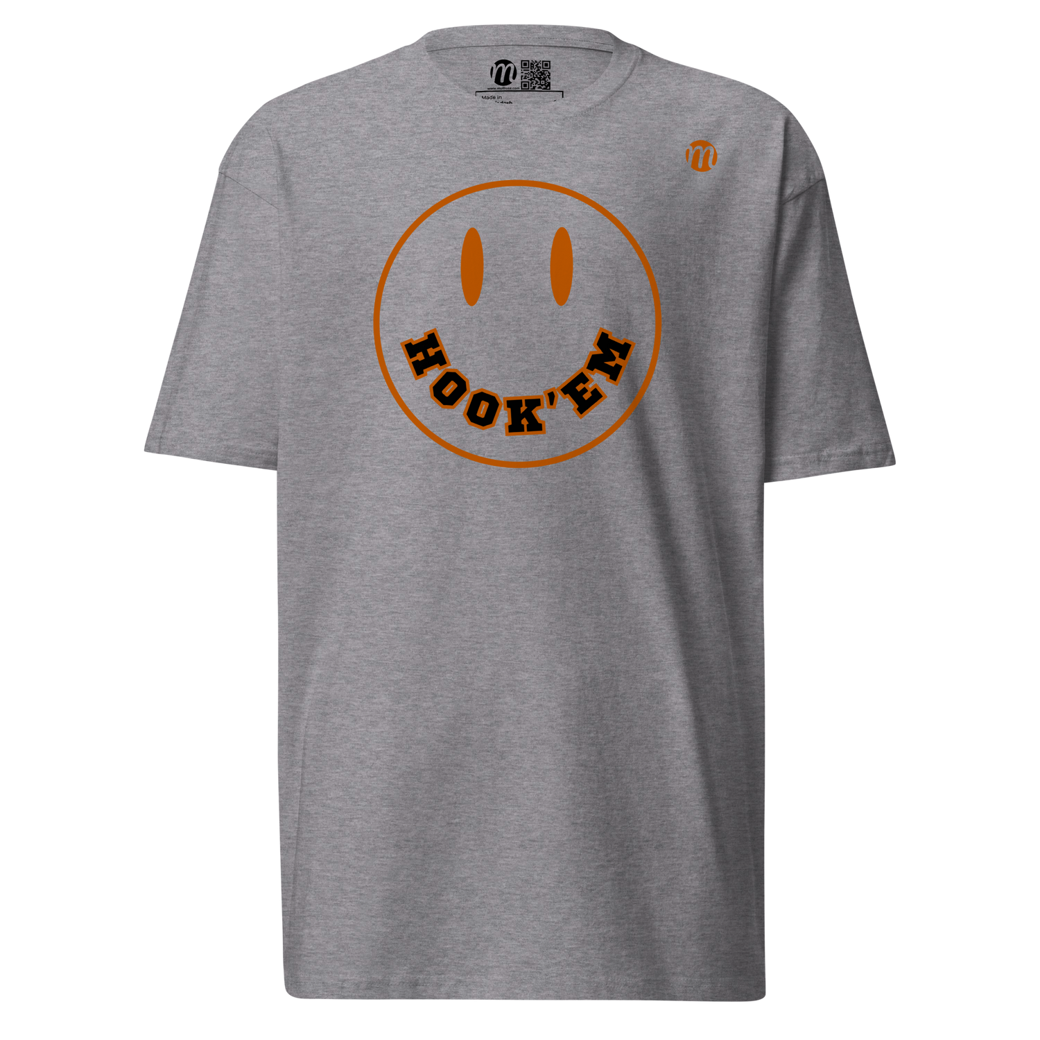 Hook'em Smiley Face Mulli USA T-shirt Carbon Grey Front