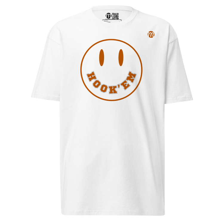 Hook'em Smiley Face Mulli USA T-shirt White Front