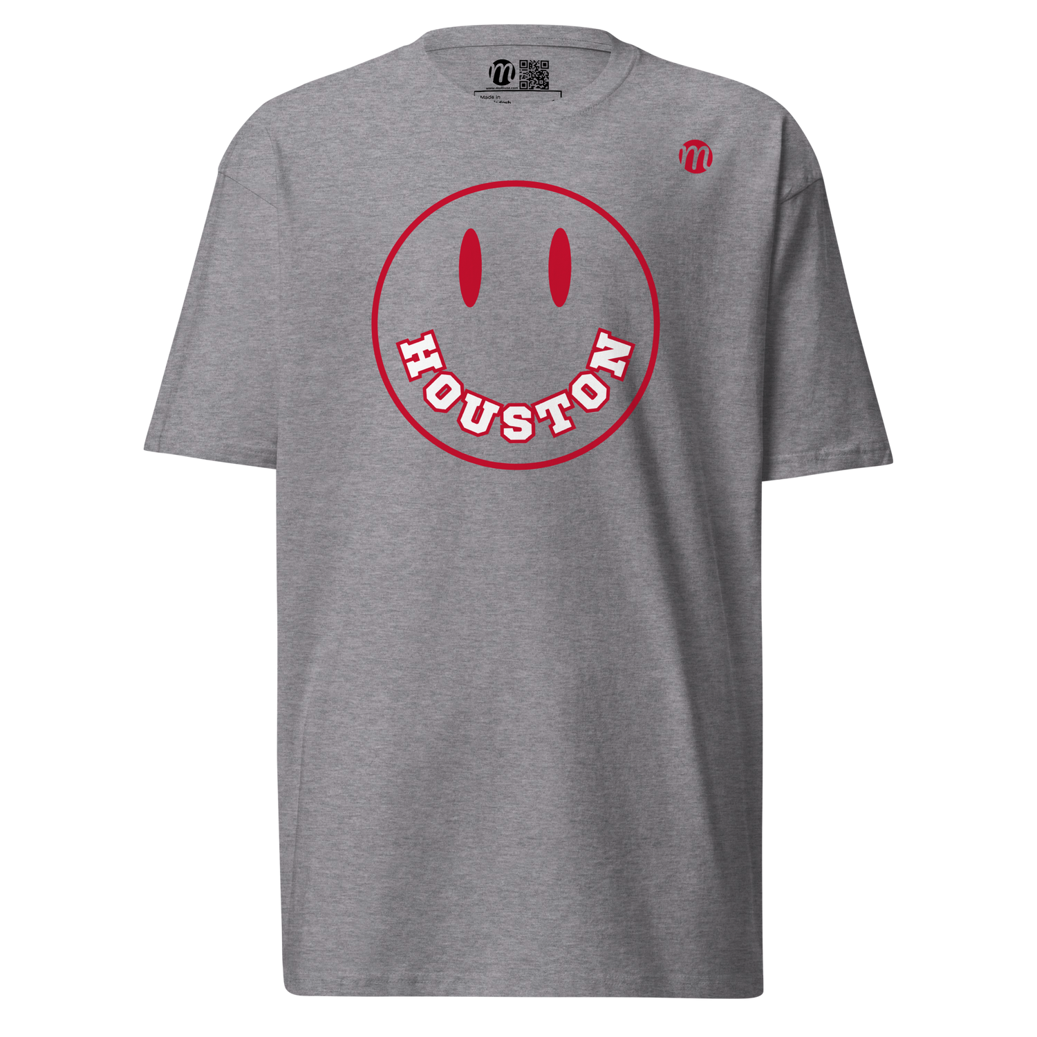 Houston Smiley Face Mulli USA Tee Carbon Grey Front