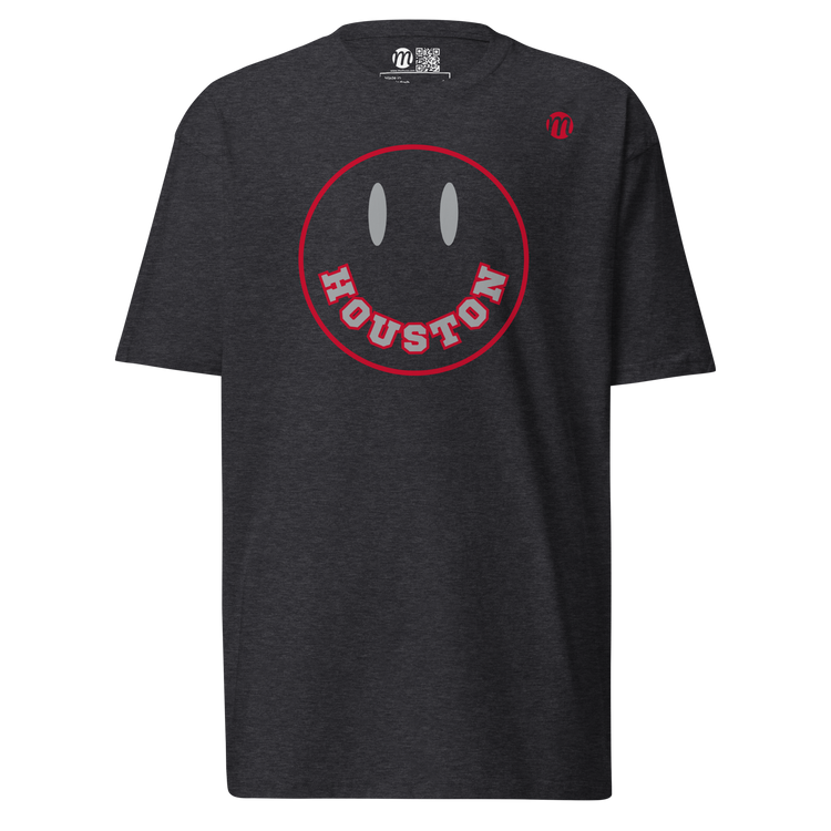 Houston Smiley Face Mulli USA Tee Charcoal Heather Front