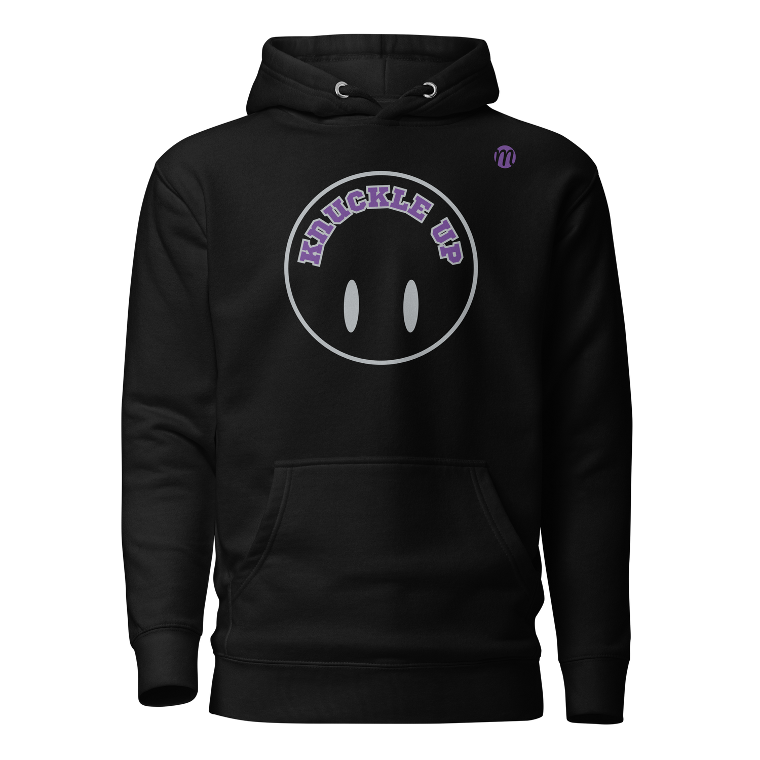 Knuckle Up Smiley Face Flipped Hoodie Black Front