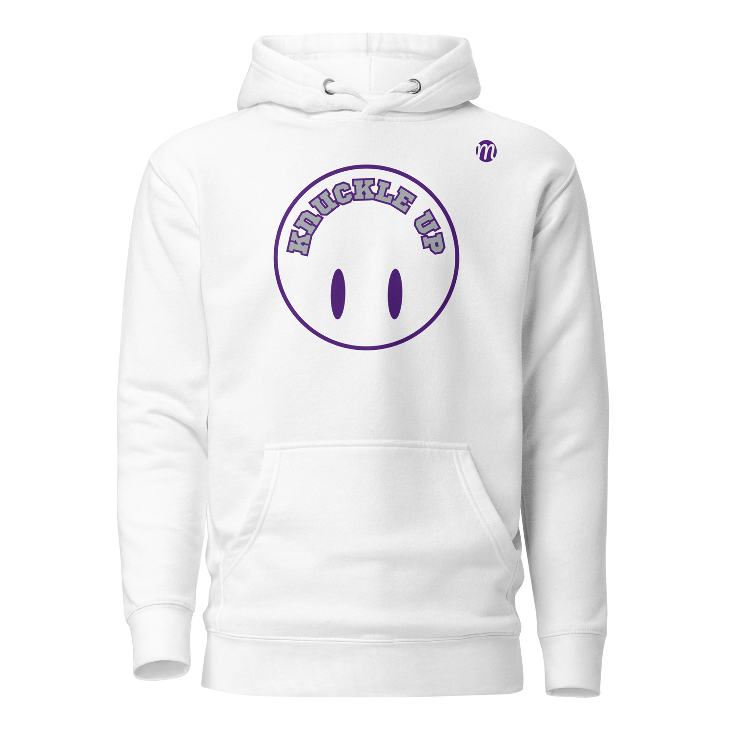 Knuckle Up Smiley Face Flipped Hoodie White Front