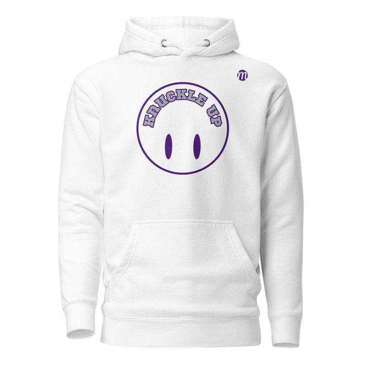 Knuckle Up Smiley Face Flipped Hoodie White Front