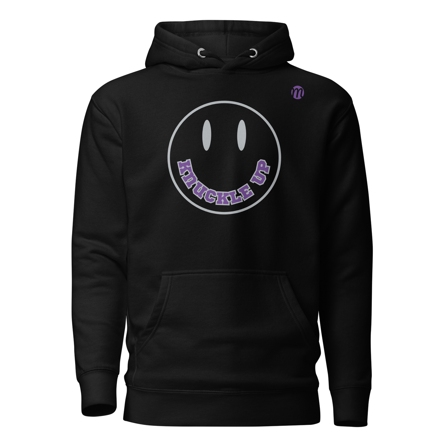 Knuckle Up Smiley Face Mulli USA Hoodie Black Front