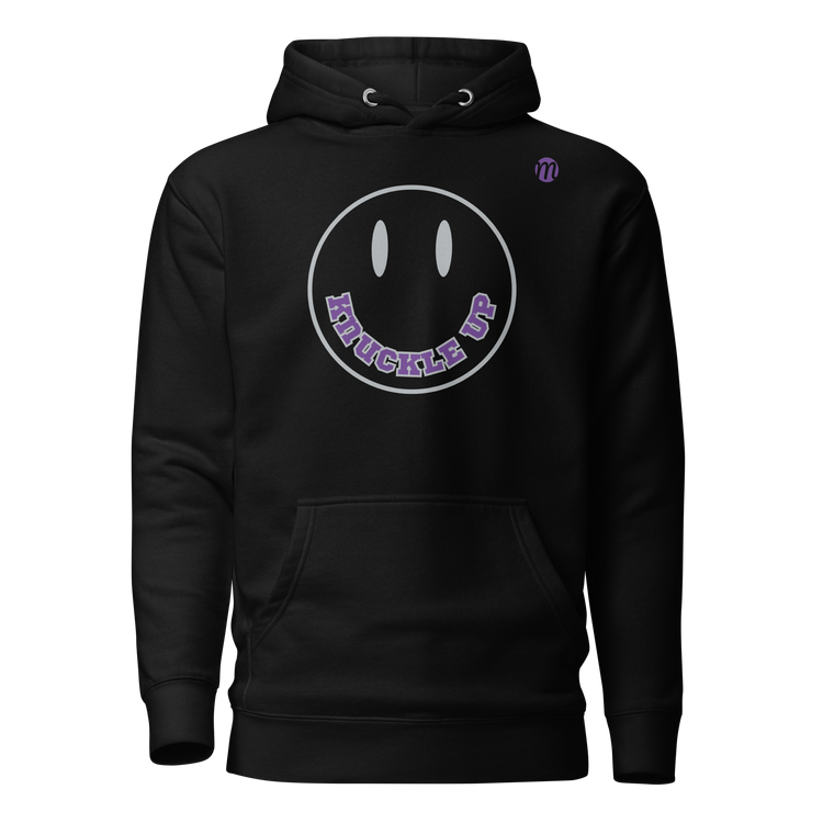 Knuckle Up Smiley Face Mulli USA Hoodie Black Front