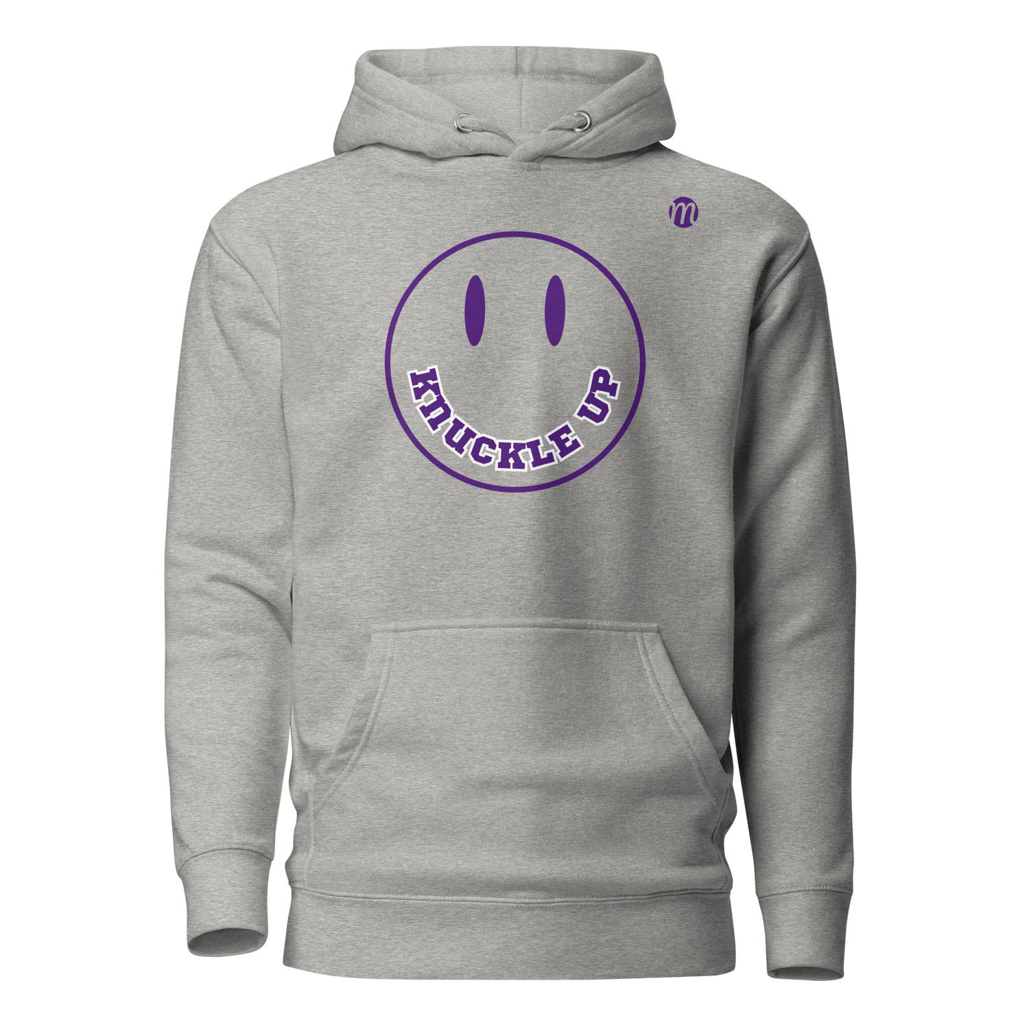 Knuckle Up Smiley Face Mulli USA Hoodie Carbon Grey Front 