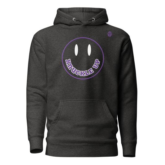 Knuckle Up Smiley Face Mulli USA Hoodie Charcoal Heather Front 