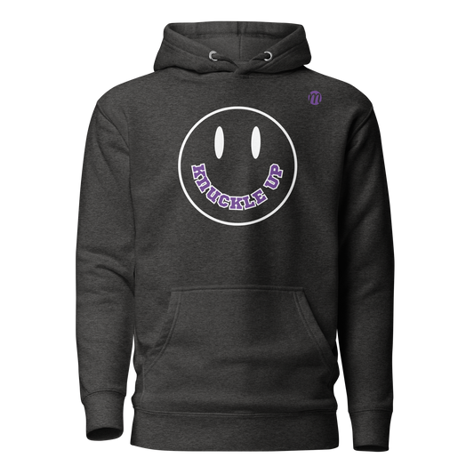 Knuckle Up Smiley Face Mulli USA Hoodie Charcoal Heather Front