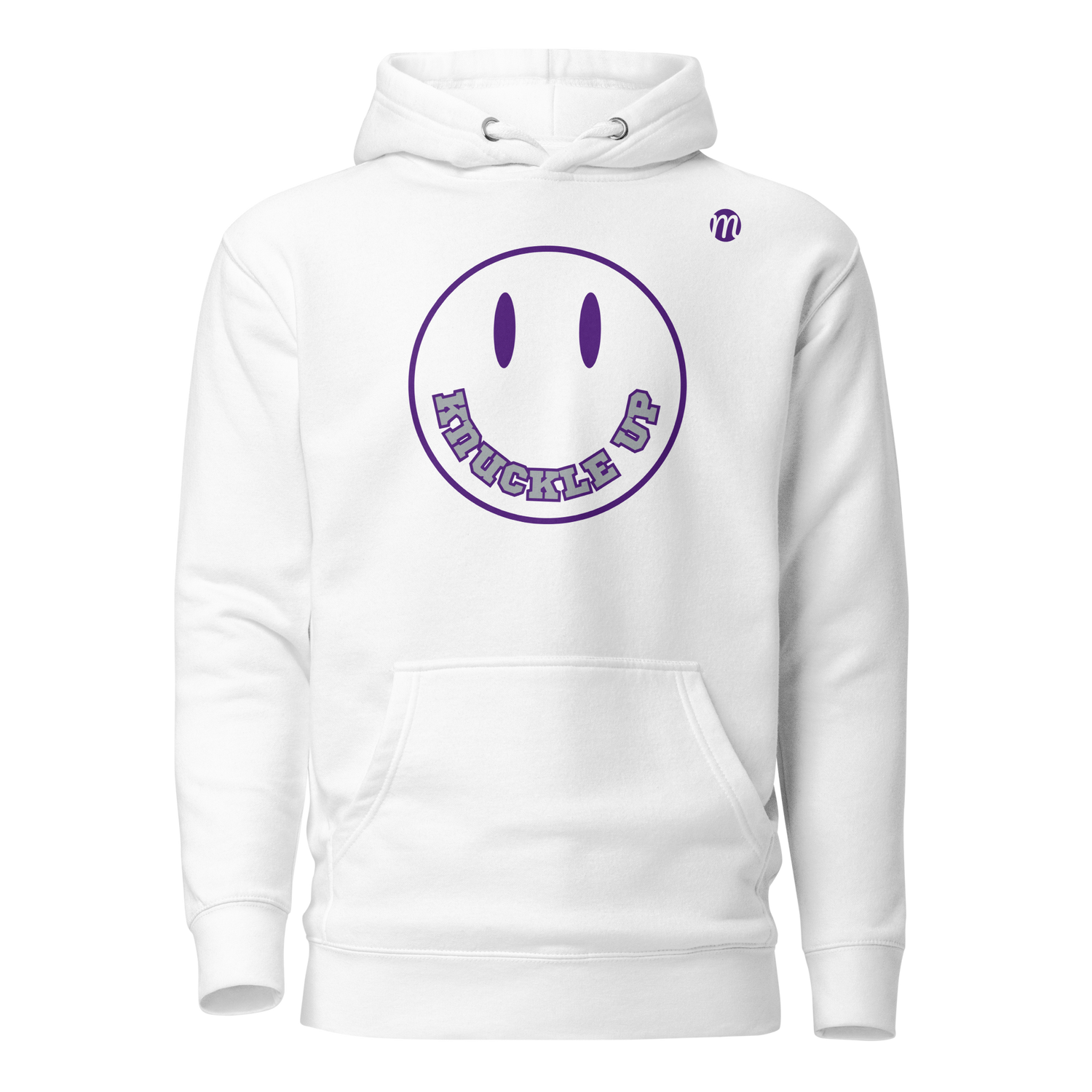 Knuckle Up Smiley Face Mulli USA Hoodie White Front 