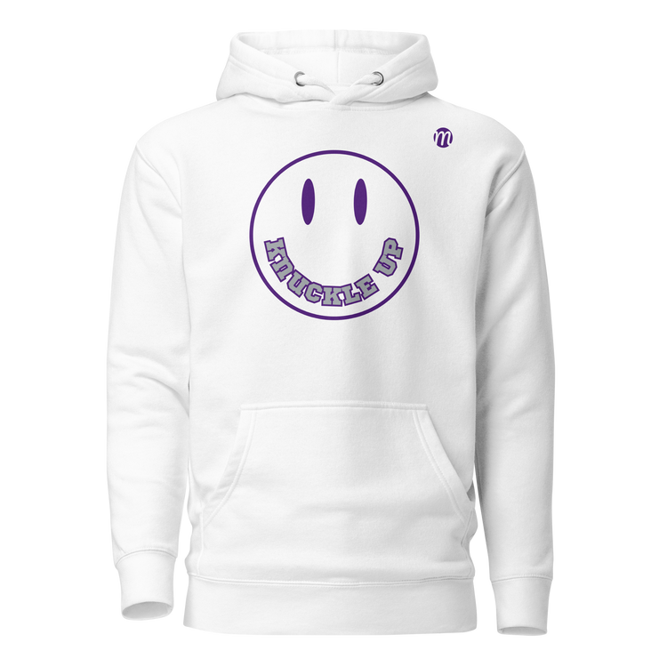 Knuckle Up Smiley Face Mulli USA Hoodie White Front 