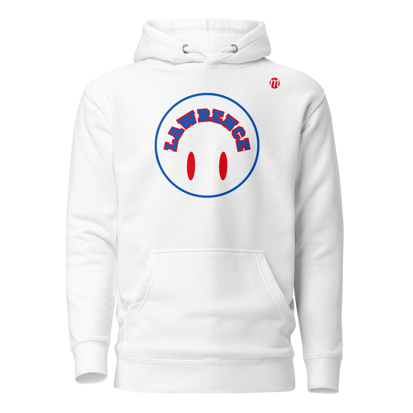 Lawrence Smiley Face Flipped Mulli USA Hoodie White Front