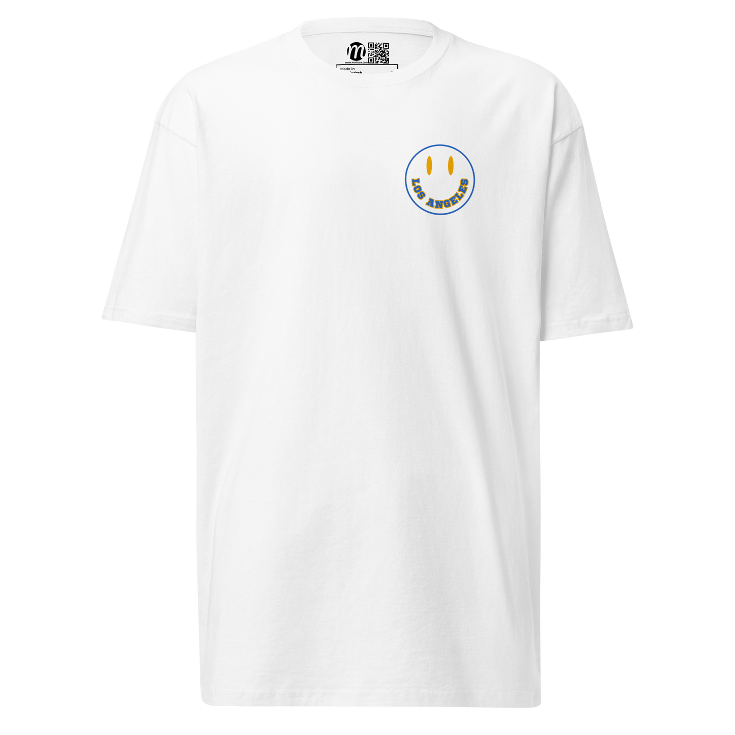 Los Angeles Smiley Face Blue & Gold Tee White Front