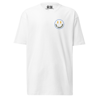 Los Angeles Smiley Face Blue & Gold Tee White Front