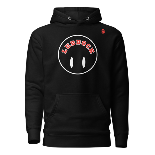 Lubbock Smiley Face Flipped Mulli USA Hoodie Black Front