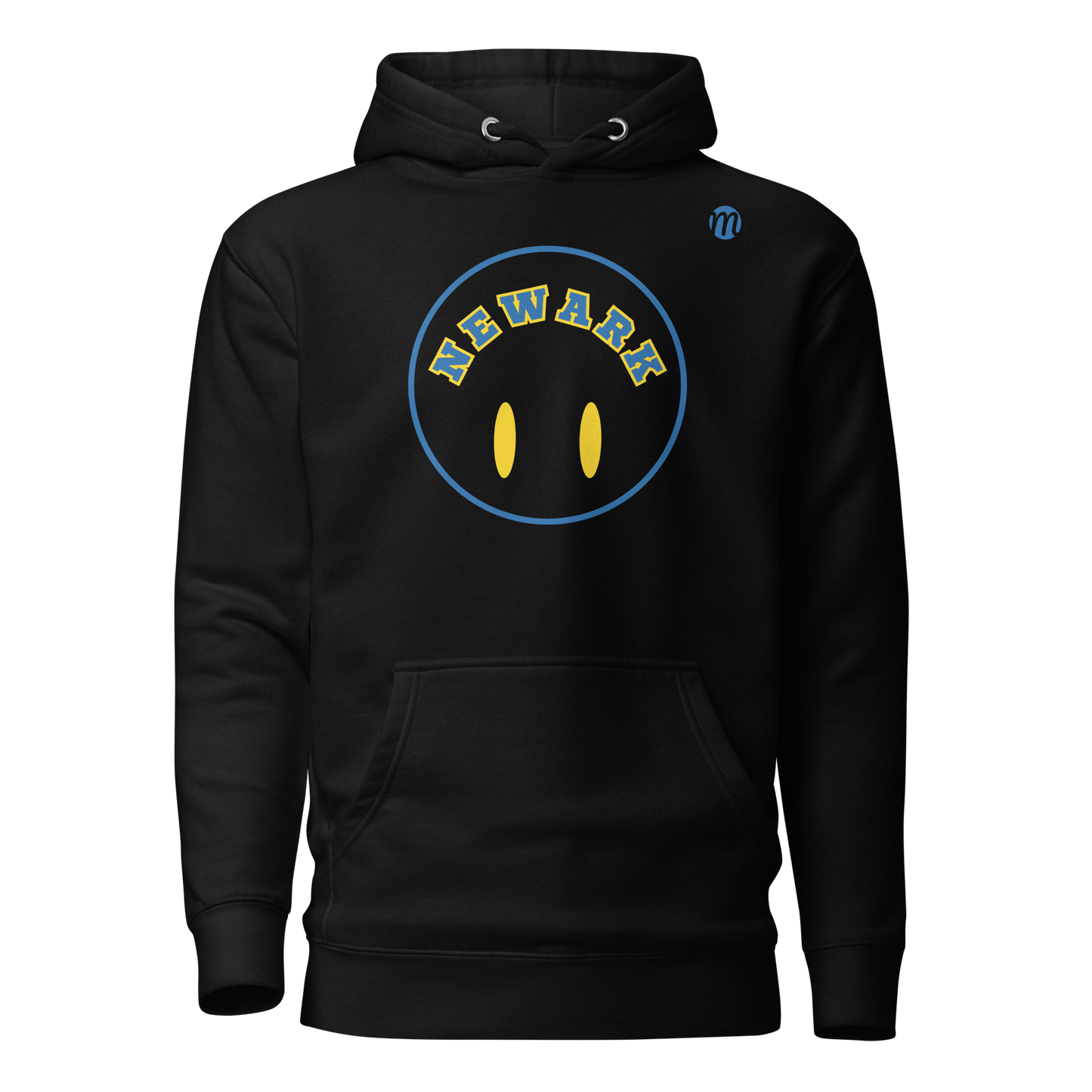 Newark Smiley Face Flipped Mulli USA Hoodie Black Front