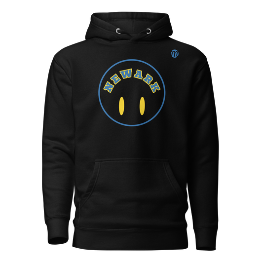 Newark Smiley Face Flipped Mulli USA Hoodie Black Front