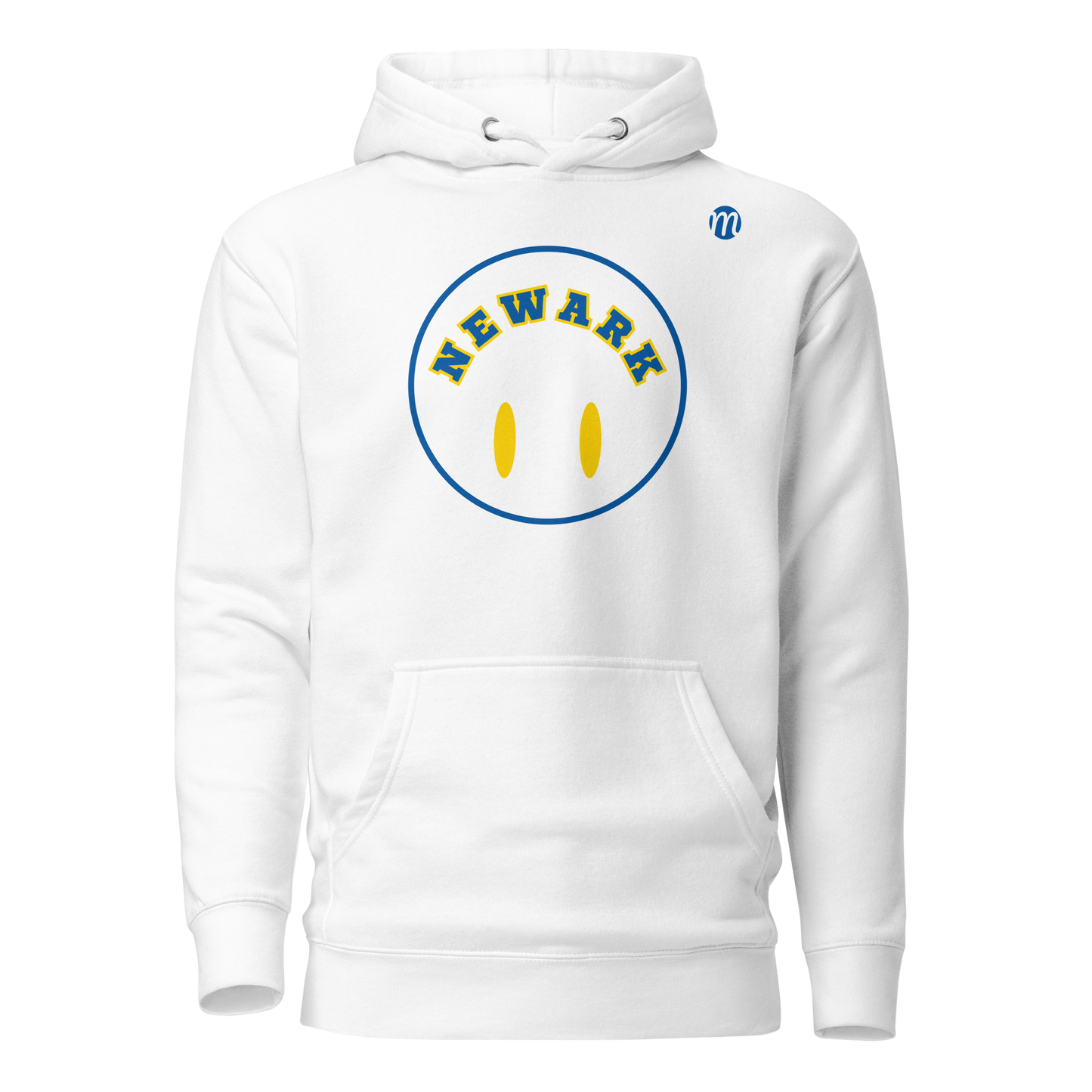 Newark Smiley Face Flipped Mulli USA Hoodie White Front