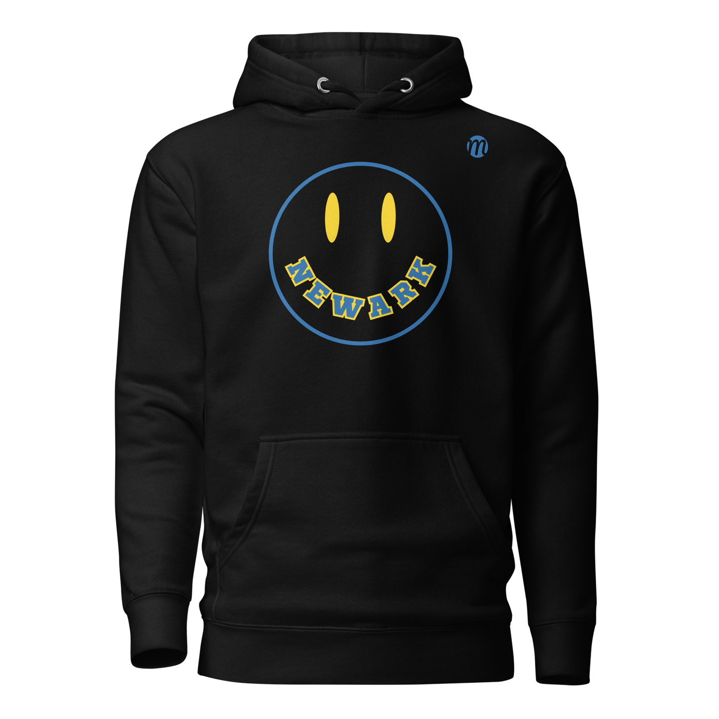 Newark Smiley Face Mulli USA Hoodie Black Front