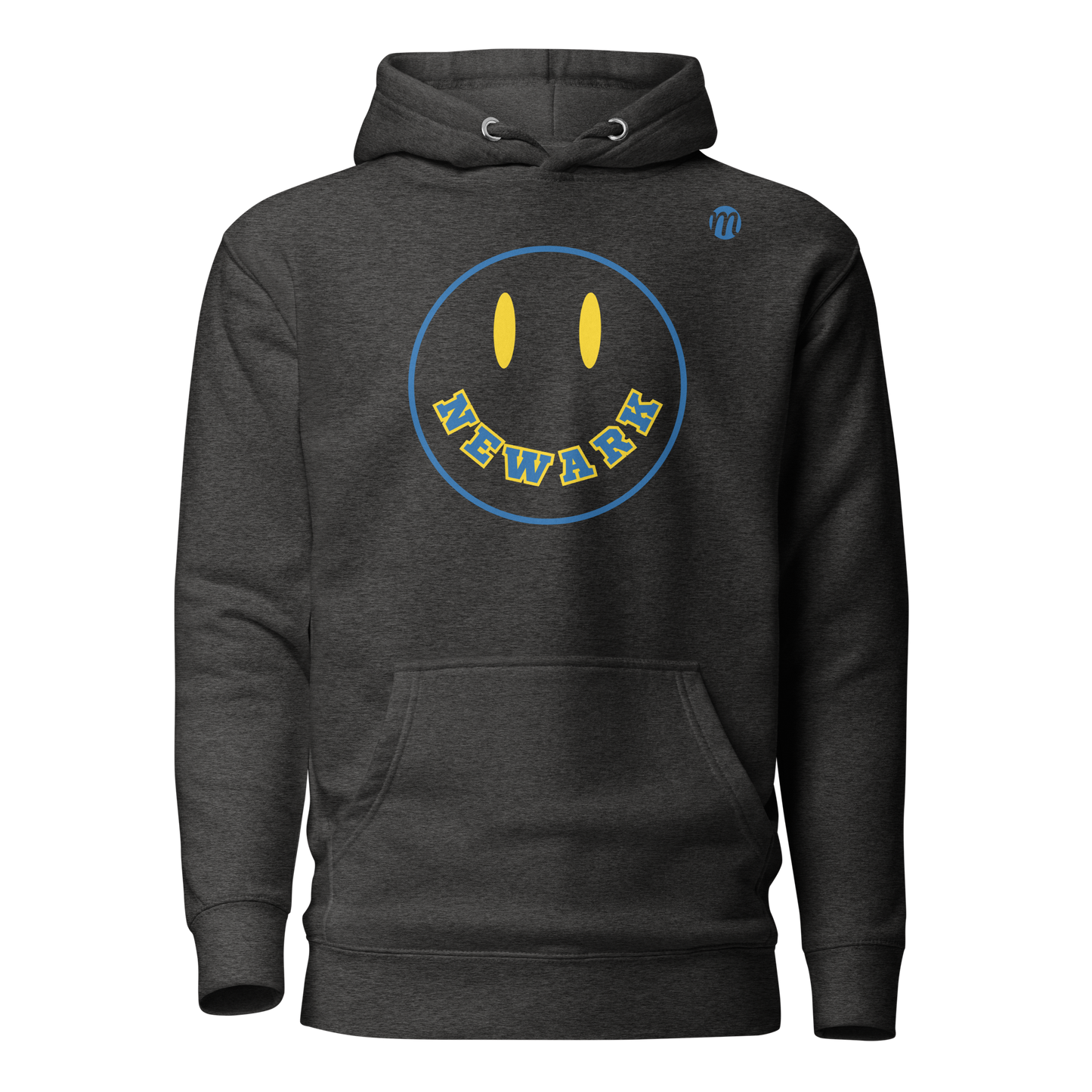 Newark Smiley Face Mulli USA Hoodie Charcoal Heather Front