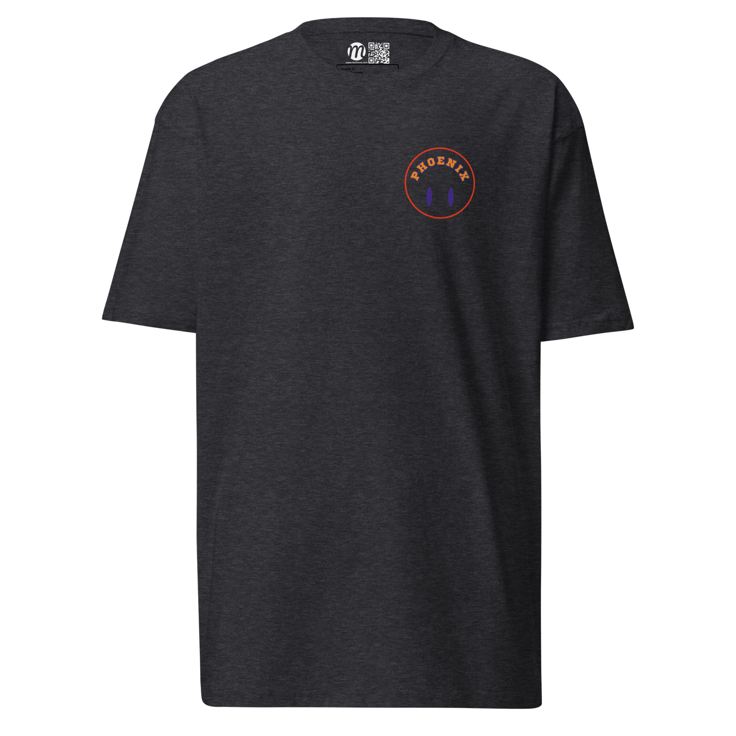 Phoenix Smiley Face Flipped Mulli USA Tee Charcoal Heather Front