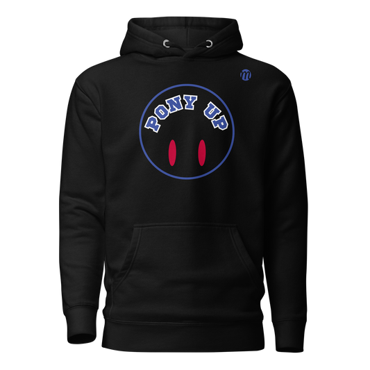 Pony Up Smiley Face Flipped Mulli USA Hoodie Black Front