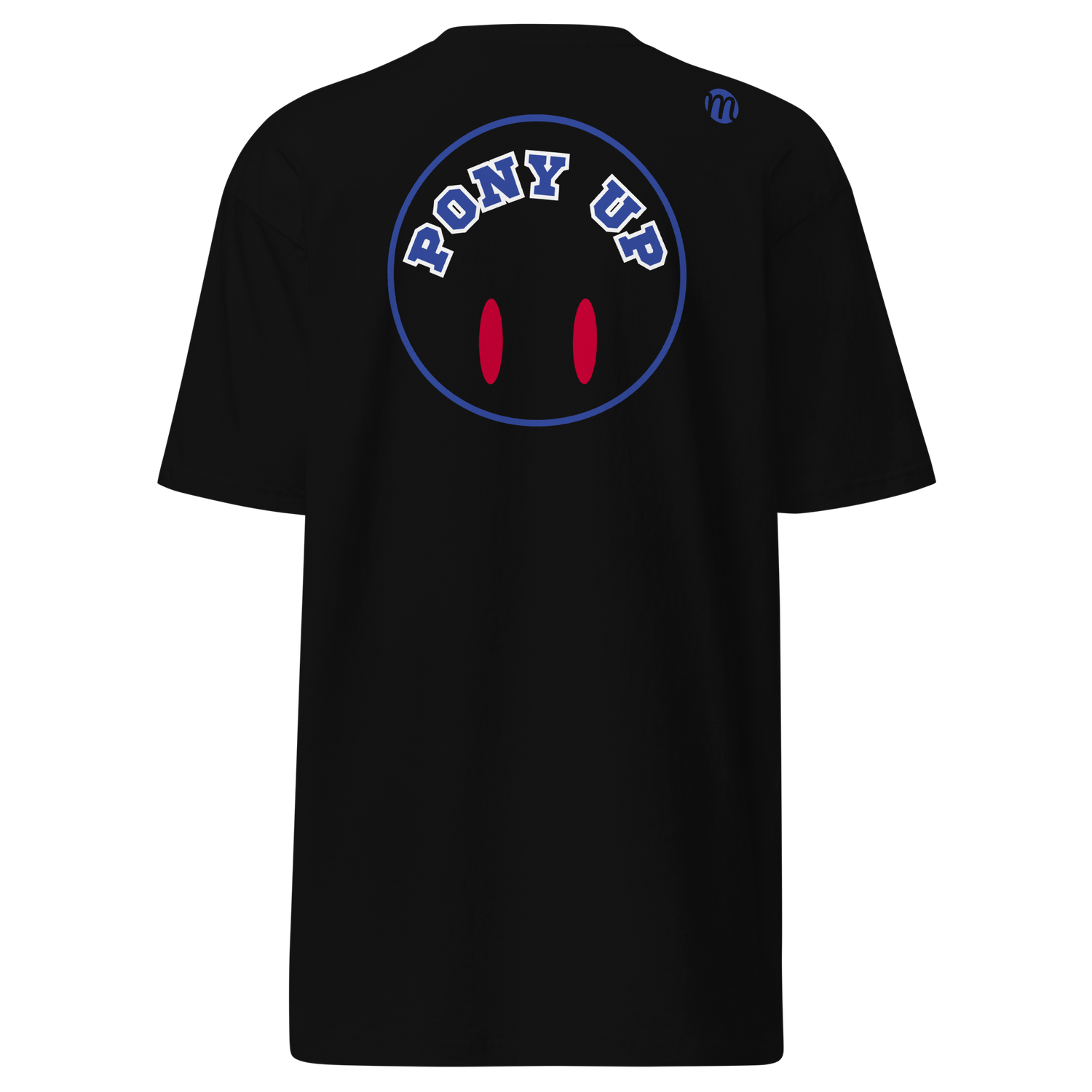 Pony Up Smiley Face Flipped Mulli USA Tee Black Back