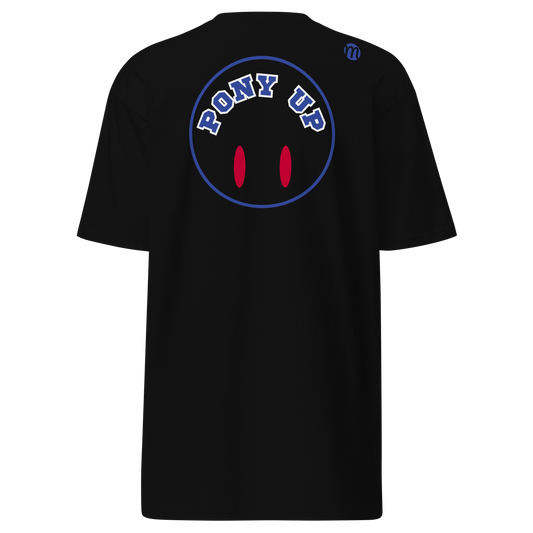 Pony Up Smiley Face Flipped Mulli USA Tee Black Back