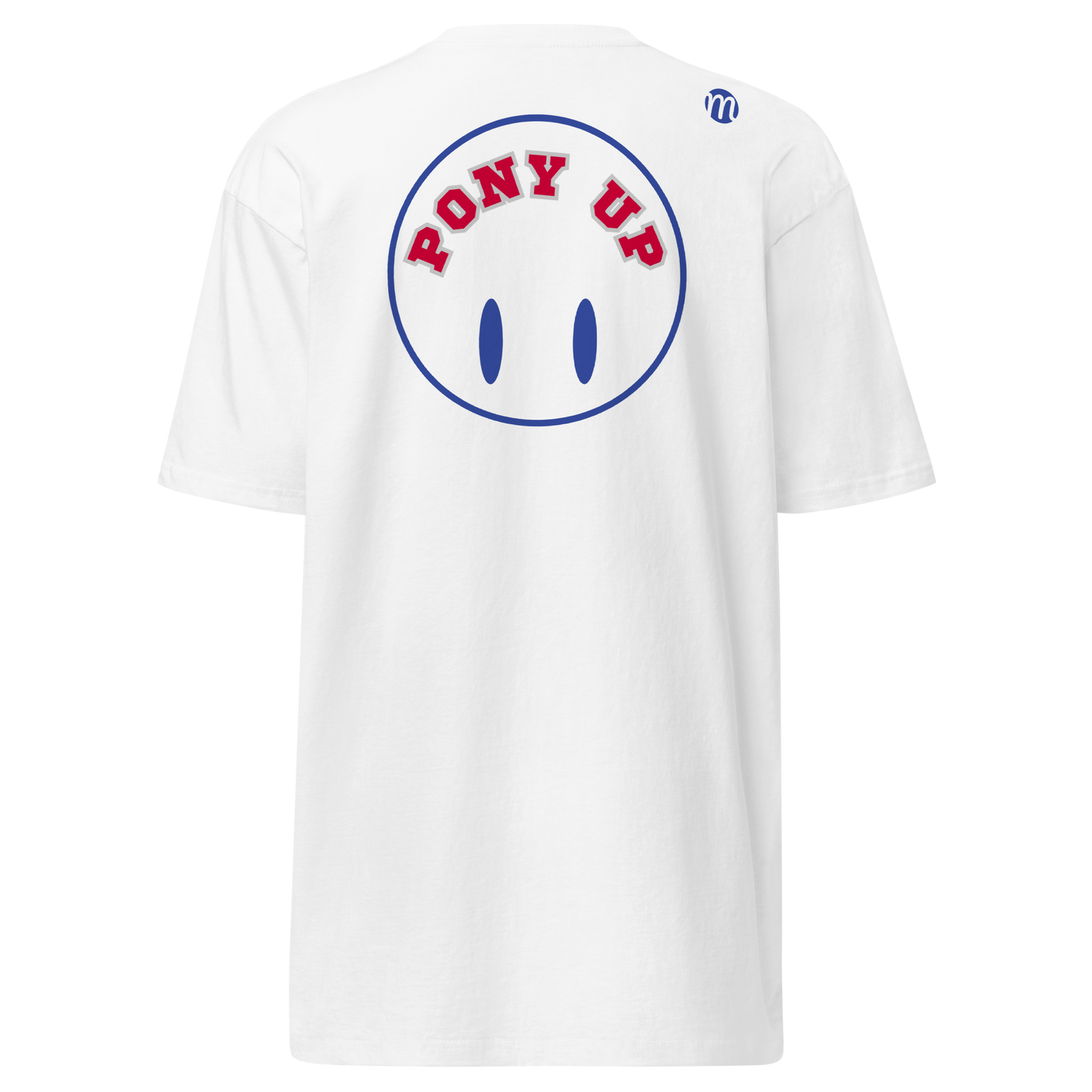 Pony Up Smiley Face Flipped Mulli USA Tee White Back