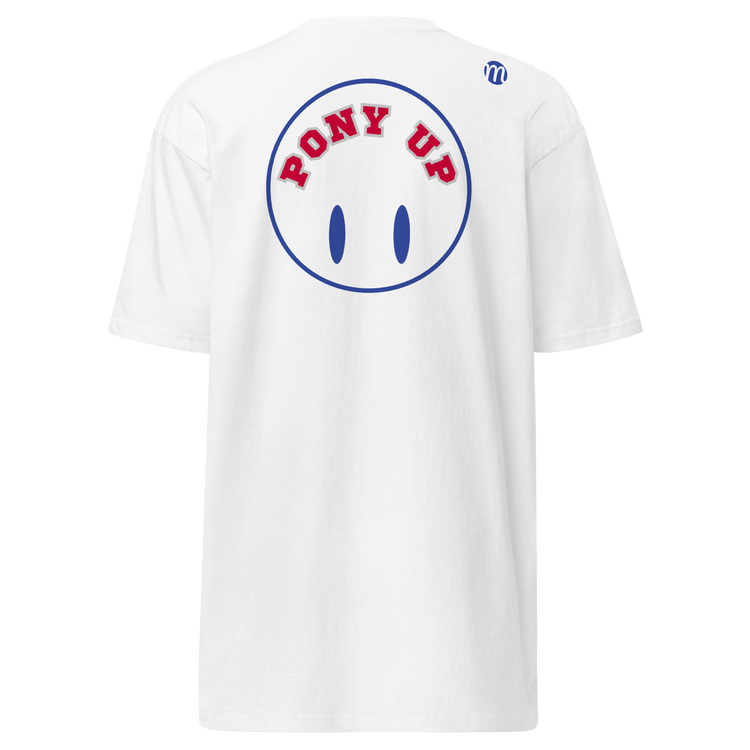 Pony Up Smiley Face Flipped Mulli USA Tee White Back