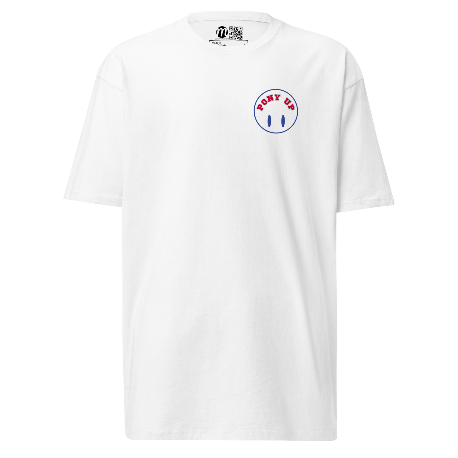 Pony Up Smiley Face Flipped Mulli USA Tee White Front