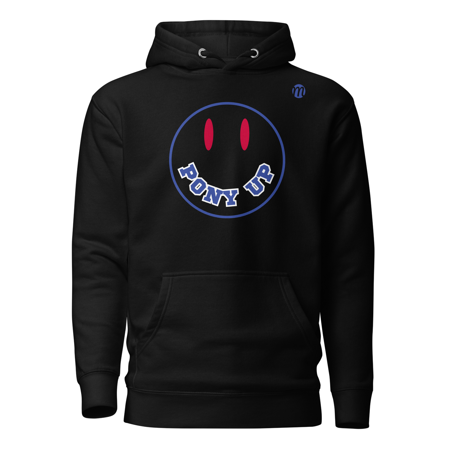 Pony Up Smiley Face Mulli USA Hoodie Black Front