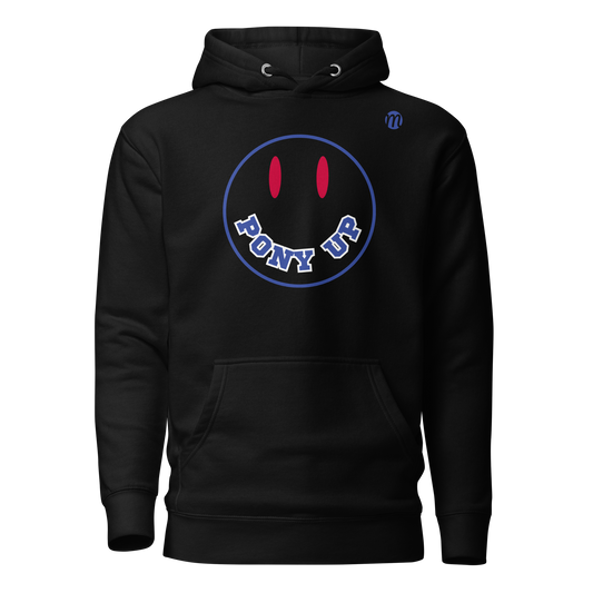 Pony Up Smiley Face Mulli USA Hoodie Black Front