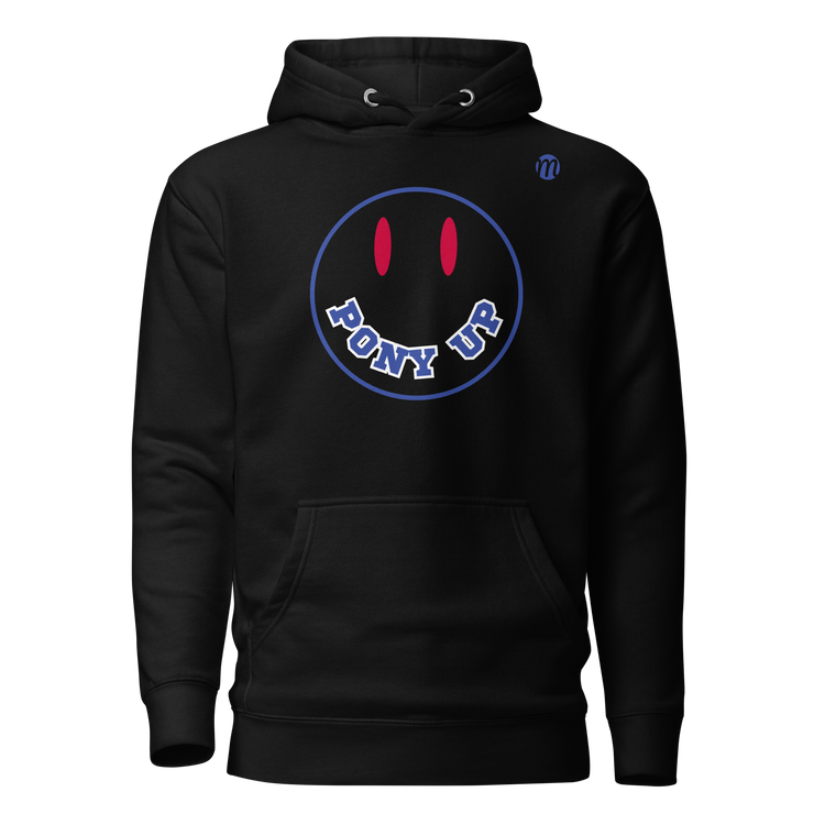 Pony Up Smiley Face Mulli USA Hoodie Black Front