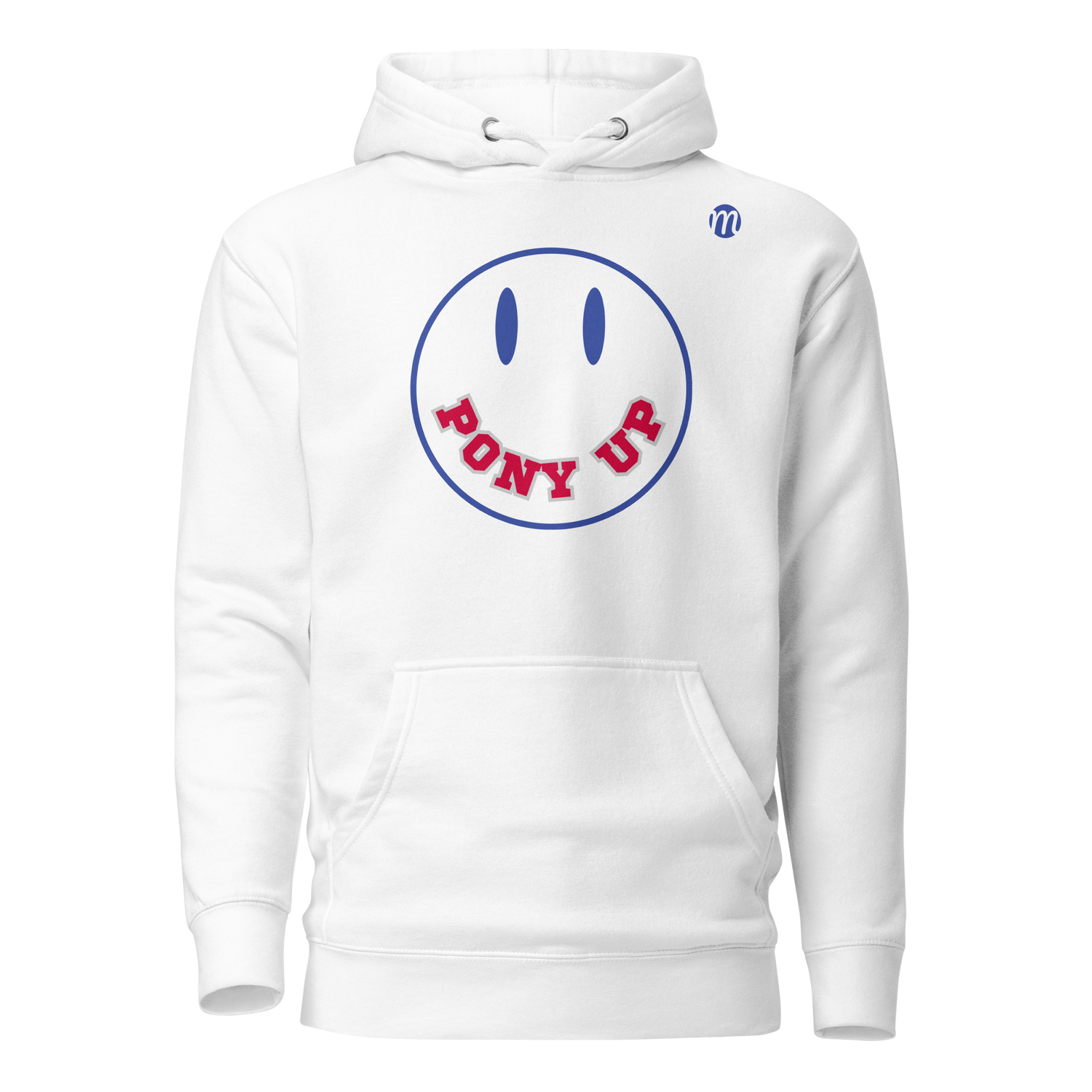 Pony Up Smiley Face Mulli USA Hoodie White Front