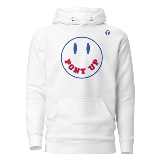 Pony Up Smiley Face Mulli USA Hoodie White Front