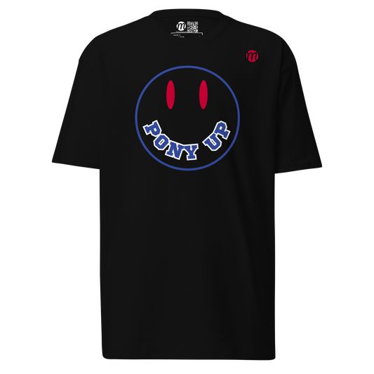 Pony Up Smiley Face Mulli USA Tee Black Front