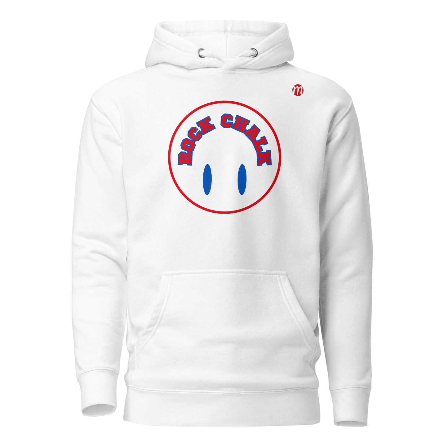 Rock Chalk Smiley Face Flipped Mulli USA Hoodie White 