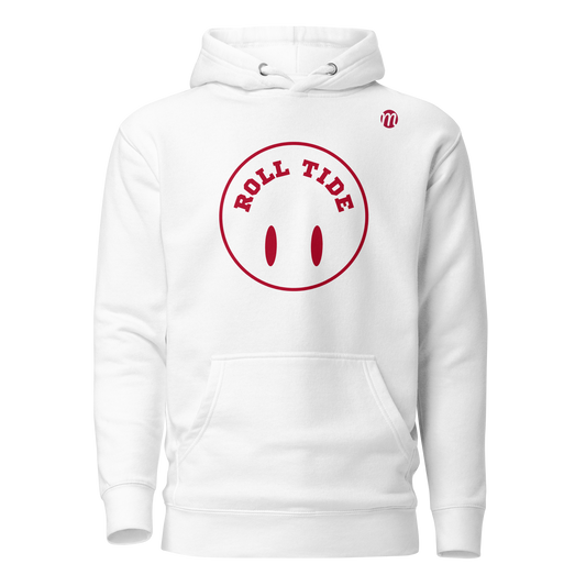 Roll Tide Smiley Face Flipped Mulli USA Hoodie White Front