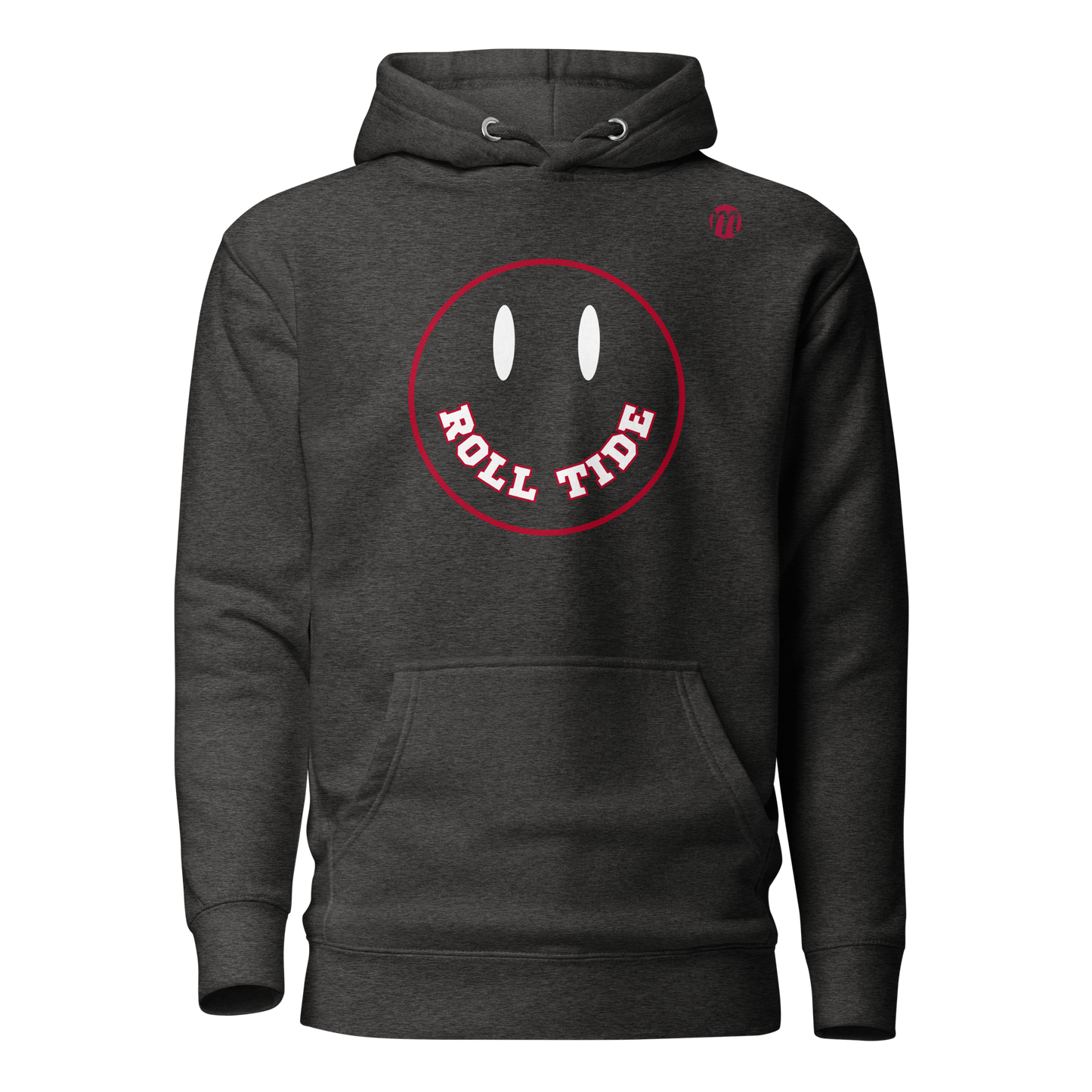 Roll Tide Smiley Face Mulli USA Hoodie Charcoal Heather Front